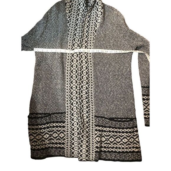 Lucky Brand southwestern black and cream colored open front long line cardigan s - Picture 9 of 11
